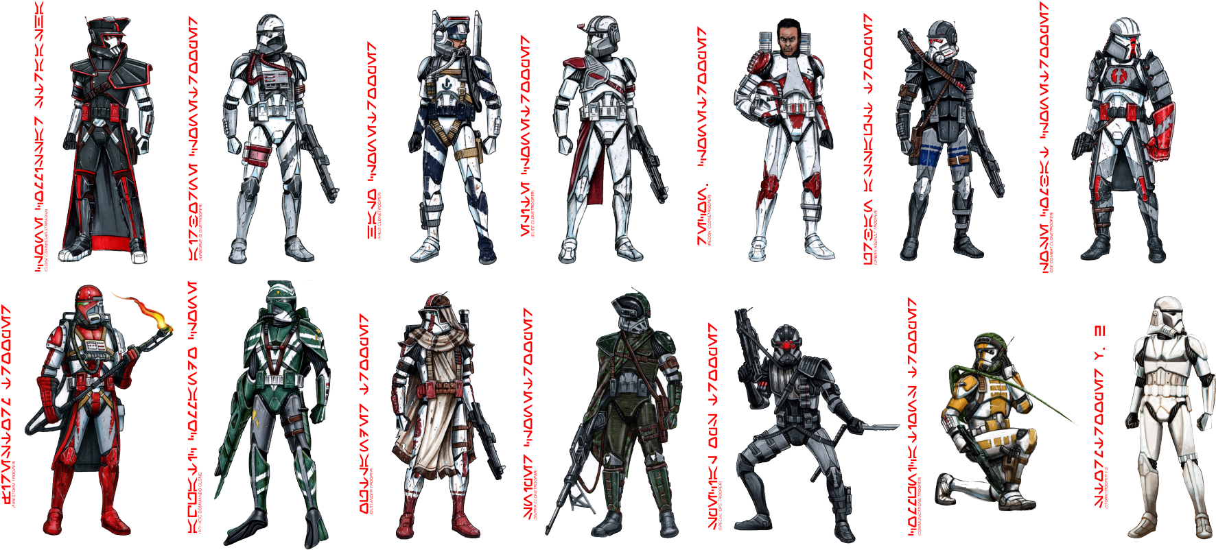 Clone Troopers Star Wars Vehicles, Sith, Clone Trooper, - Star Wars Clone Designs (1800x824), Png Download