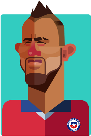 Arturo Vidal Cartoon - Football Federation Of Chile (600x570), Png Download