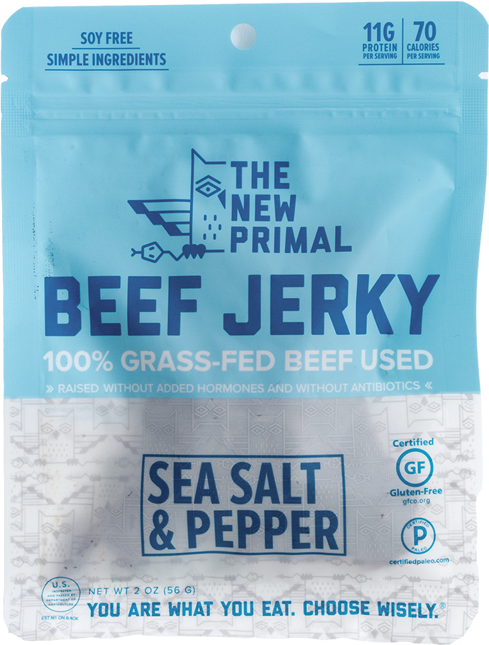 Sea Salt & Pepper<br>100% Grass-feed Beef - New Primal, Grass-fed Beef Sticks, Original, 20 Sticks, (1000x1000), Png Download