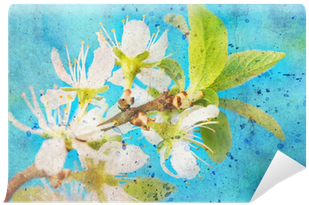 Twig With Flowers And Messy Watercolor Splatter Wall - Watercolor Painting (400x400), Png Download