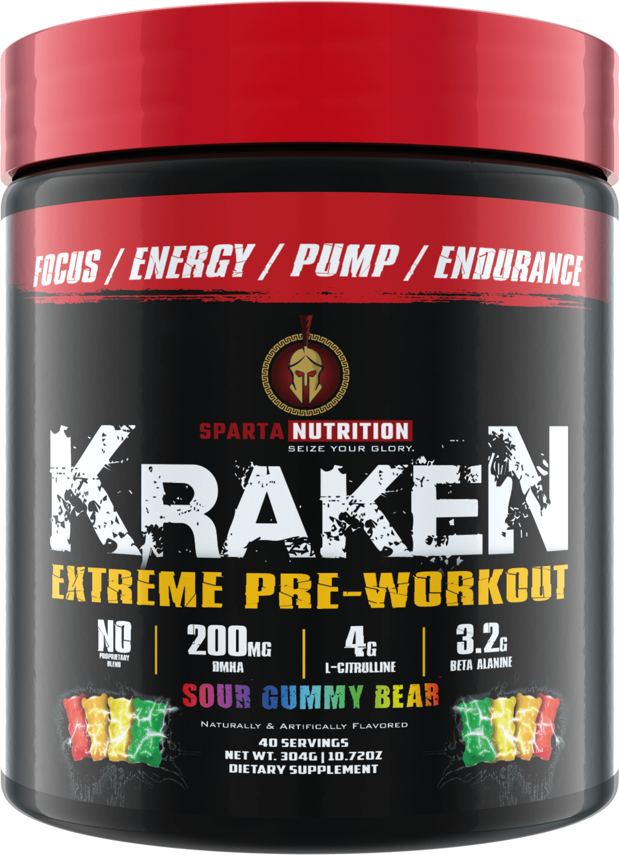 Kraken, Sour Gummy Bear, 300g - Sparta Nutrition Kraken, 40 Servings (2000x2000), Png Download