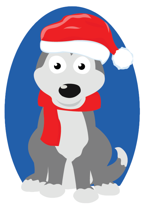 Christmas Siberian Husky - Christmas Husky Clipart (499x711), Png Download