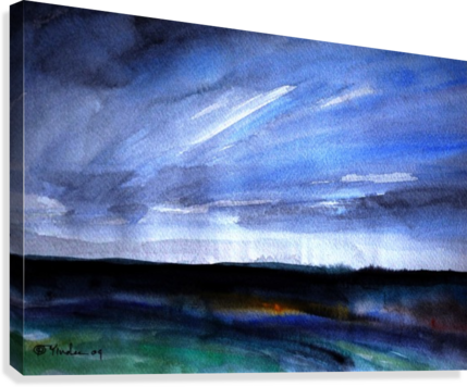 Night Fields Canvas Print - Painting (429x356), Png Download