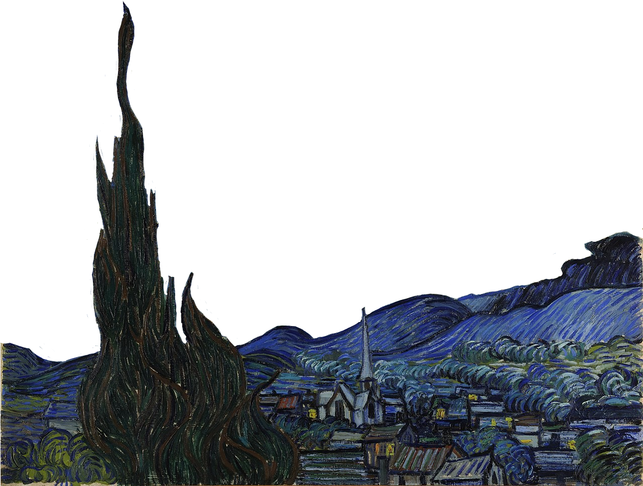 Van Gogh Starry Night Sketch (1280x1014), Png Download