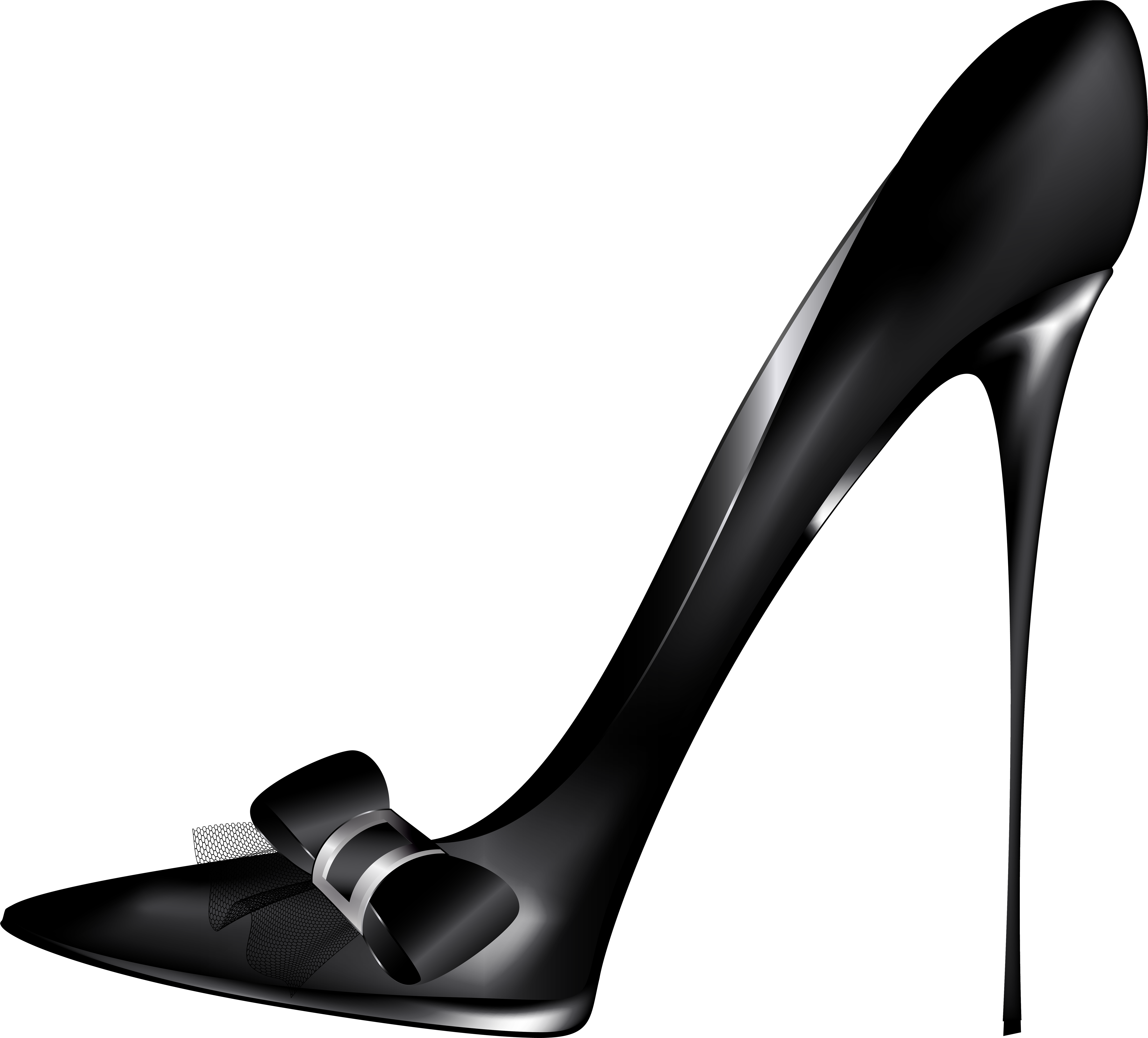 Black High Heels With Bow Png Clip Art - Black High Heel Png (6000x5447), Png Download