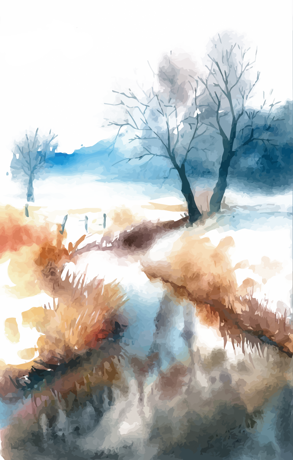 Graphic Download Watercolor Painting Landscape - Tranh Phong Cảnh Màu Nước (956x1500), Png Download