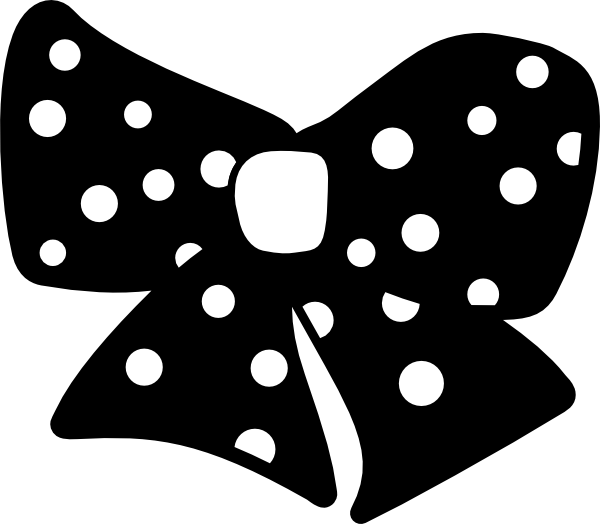 Bow Vector Black And White - Black Polka Dot Bow (600x524), Png Download