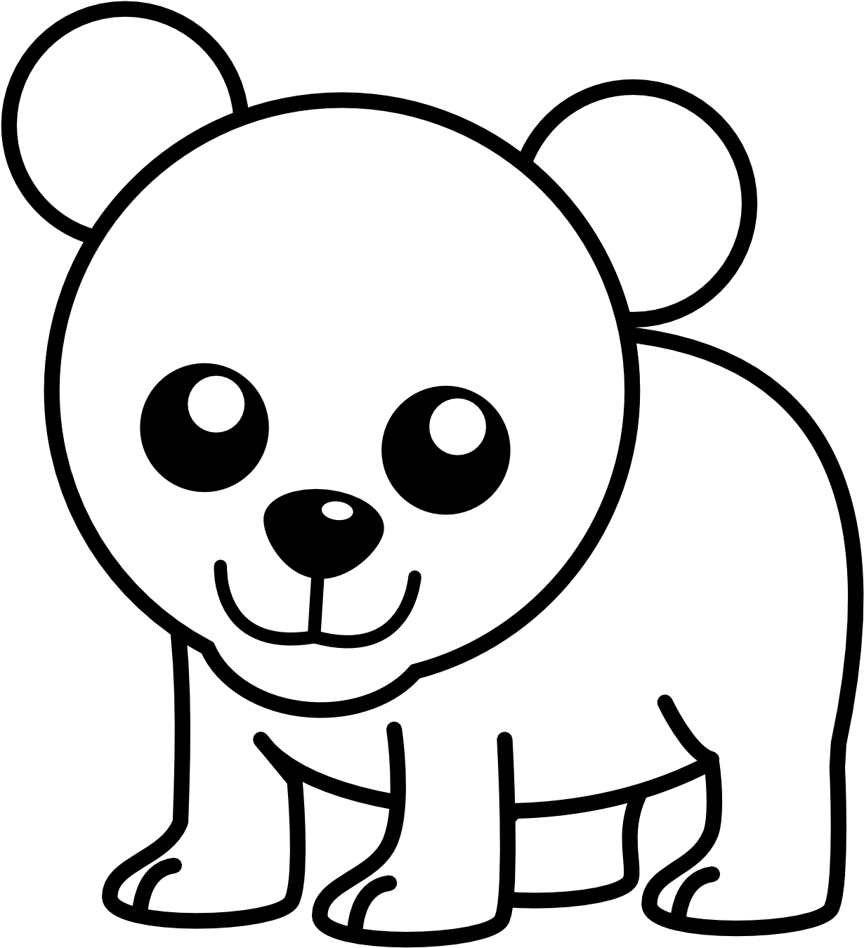 Teddy Bear Outline Clipart Free Clipart Images - Black And White Polar Bear (1969x1969), Png Download