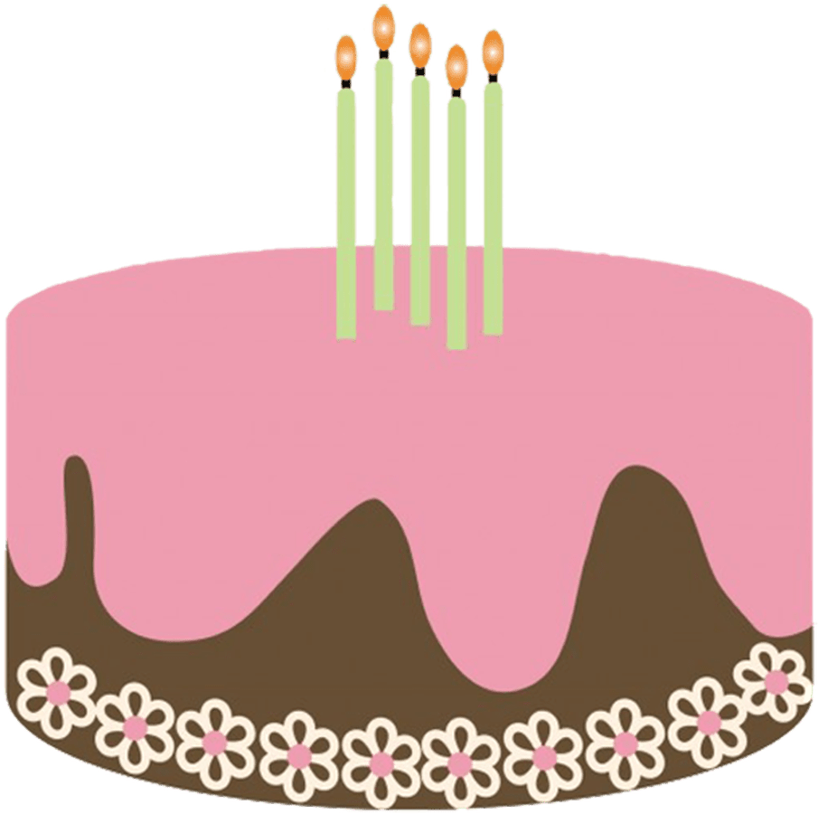 Candle Clipart Four - Clipart Png Birthday Cake Pink (531x527), Png Download