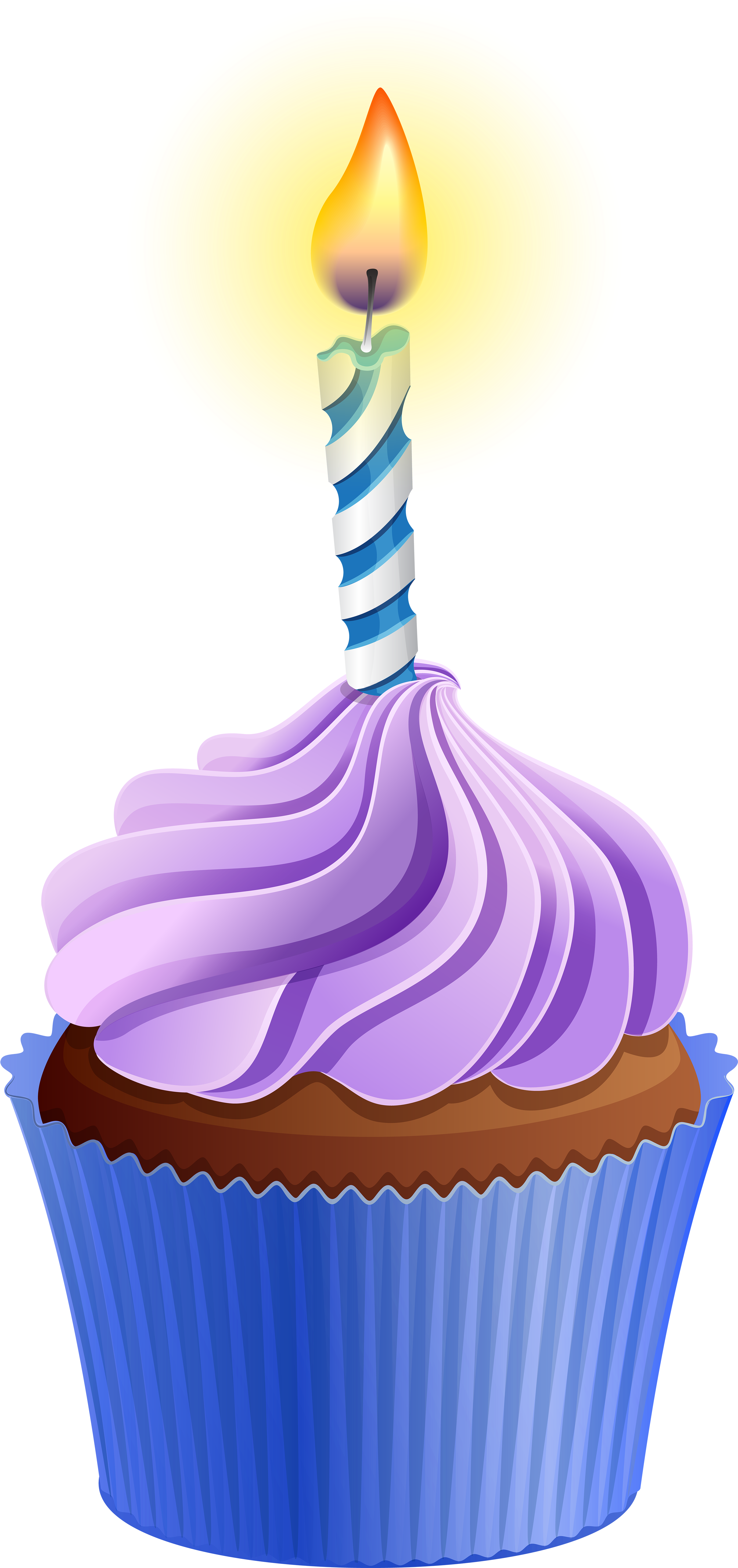 Clipart Candle Birthday Cupcake - Cupcake With Candle Clipart (2818x6000), Png Download