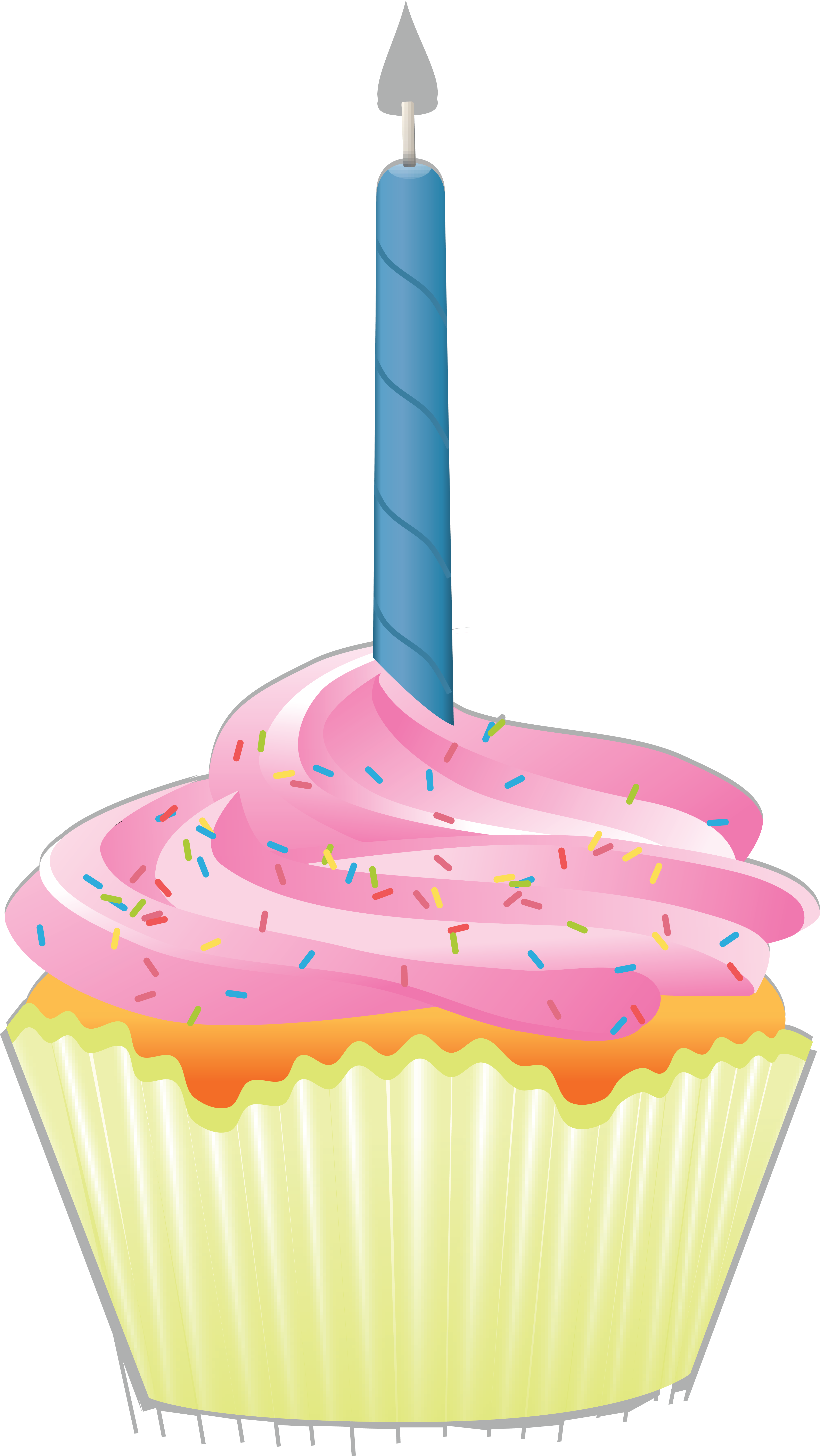 Free Clipart Of A First Birthday Cupcake With A Candle - Cupcake (4000x7103), Png Download