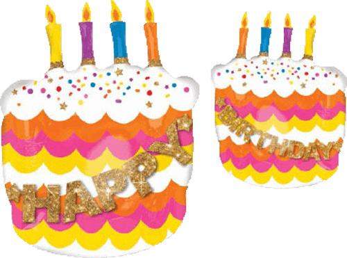 Unique Gold Birthday Letter Cake Candles - Happy Birthday Fancy Cake Supershape Foil Balloon (500x371), Png Download