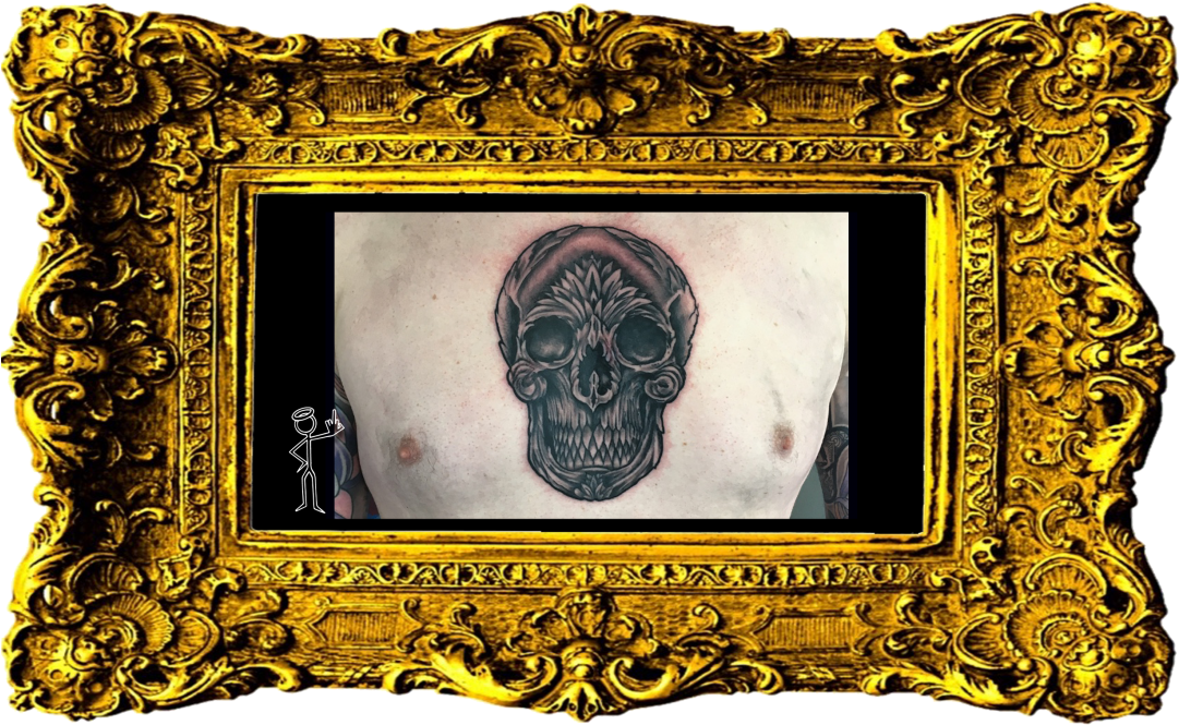 Skull Chest Tattoo - Tattoo (1080x675), Png Download