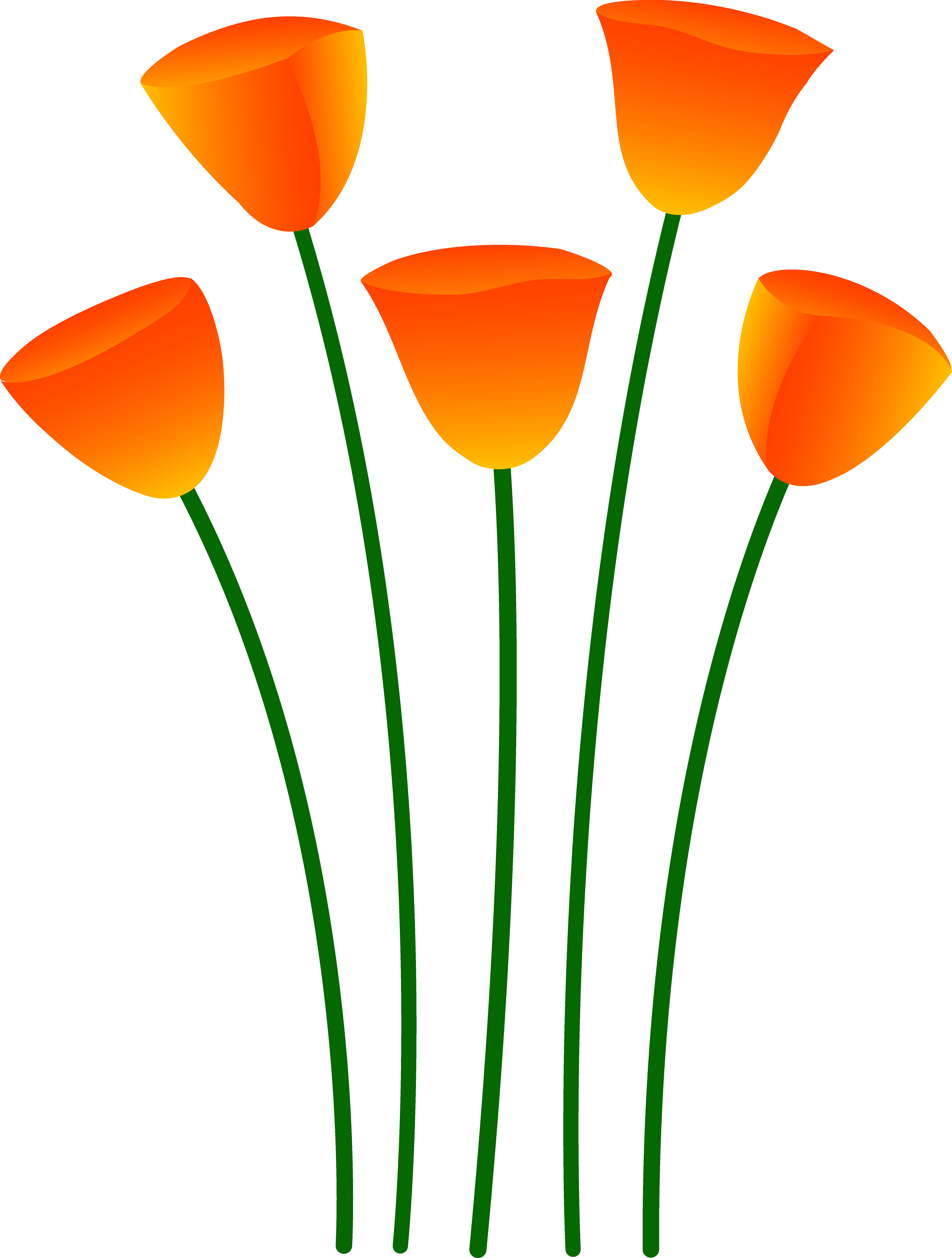 Single Flower In Vase - Clip Art Orange Flowers (5992x7919), Png Download