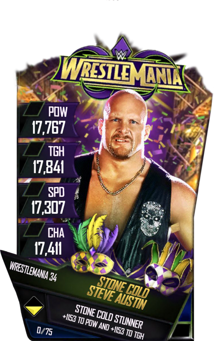 Steveaustin S4 19 Wrestlemania34 - Wwe Supercard Wrestlemania 34 Cards (733x1158), Png Download