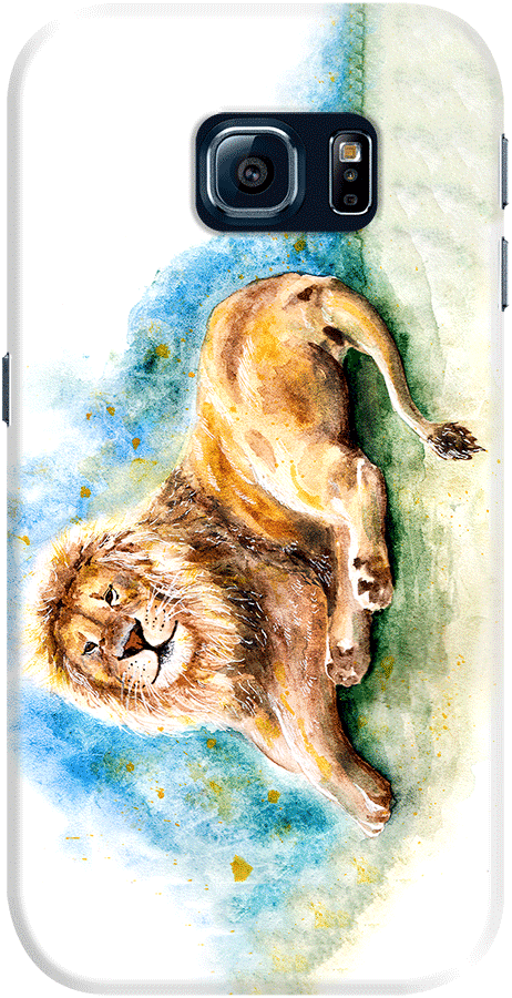 Dailyobjects Lazy Lion Case For Samsung Galaxy S6 Edge - Lion Poster - Mini By Anna Shell (462x900), Png Download