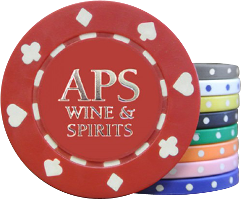 Suited Custom Hot Stamp Poker Chips - Pack Of 25 Black '1 Beer' Bar Token Poker Chips By (600x600), Png Download