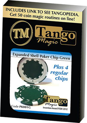 Expanded Shell Poker Chip Plus 4 Regular Chips By Tango - Expanded Shell Poker Chip Green Plus 4 Regular Chips (294x416), Png Download