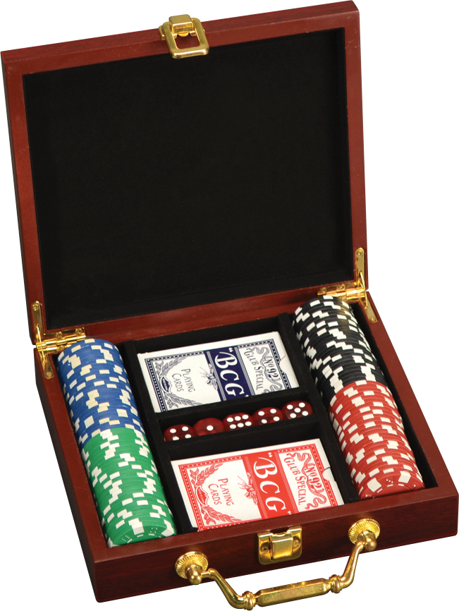 Download 100 Chip Poker Set In Rosewood Box Full Size PNG Image PNGkit