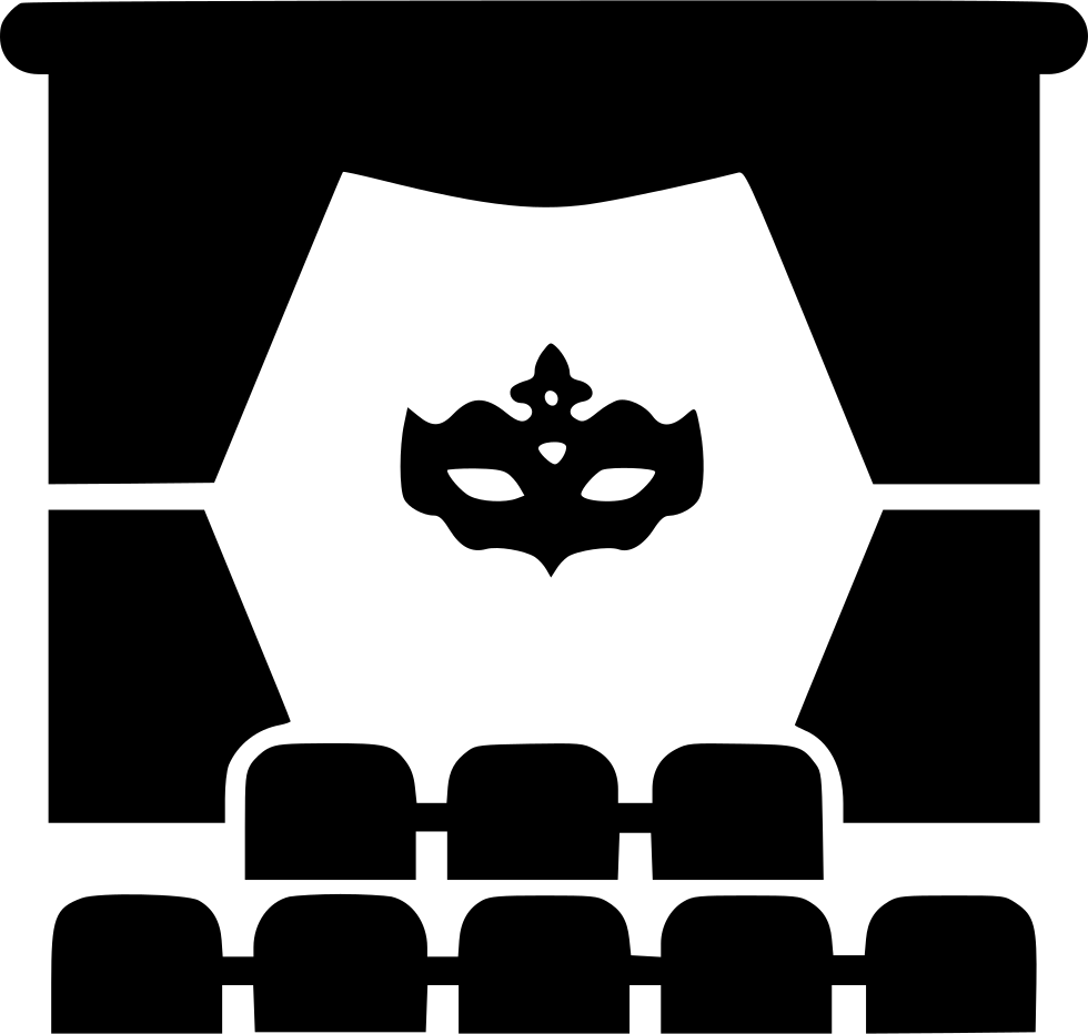 Actor Cinema Curtain Mask Show Stage Theatre Video - Theatre Curtain Silhouette (980x932), Png Download