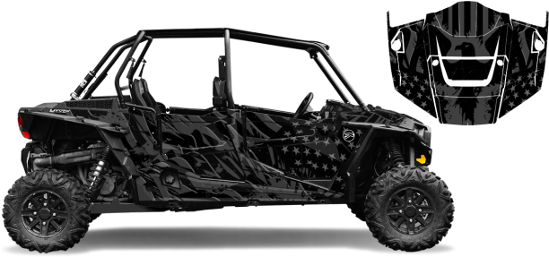 Rzr 4 Seater American Flag - Jeep Wrangler (650x312), Png Download