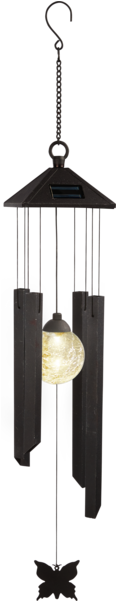 Solar Wind Chime Windy - Solcellslampa Vindspel Med Fjäril Led - Star Trading (600x600), Png Download