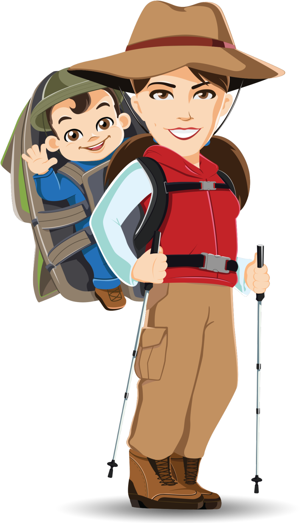 Hiking With Baby Cartoon (1024x2048), Png Download