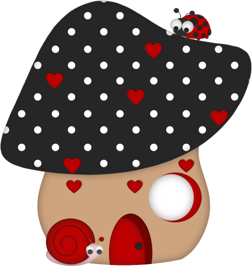 Mushroom Clipart Polka Dot - Ladybug Mushroom Clipart Png (520x549), Png Download