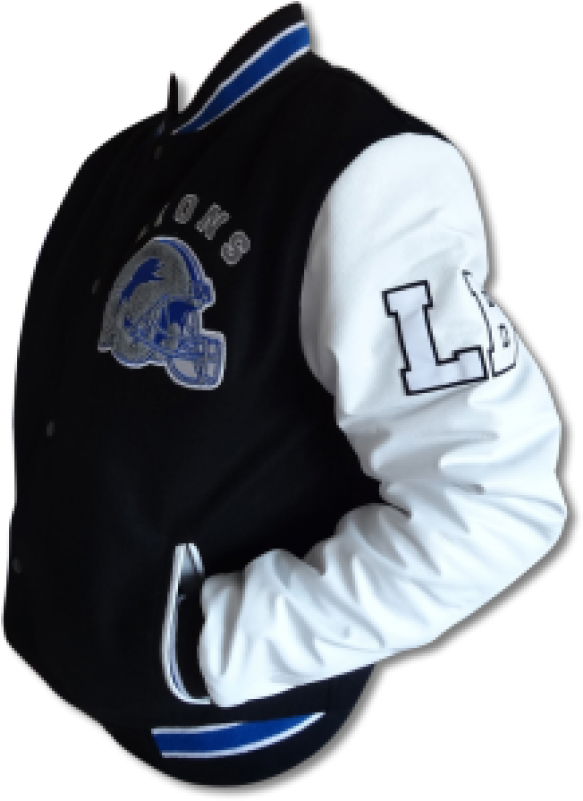 Black And White Letterman Detroit Lions Jacket For - Detroit Lion Baseball Jacket (800x800), Png Download