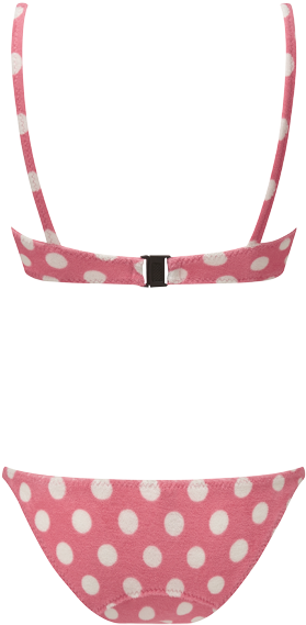 Yasmin Pink Polka Dot Terry Bikini - Bikini Polka Dot Png (414x600), Png Download