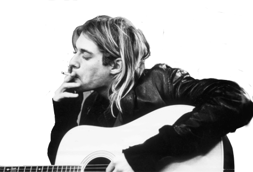 Kurt Cobain Wallpaper With An Acoustic Guitar Entitled - Kurt Cobain Smoking (500x340), Png Download