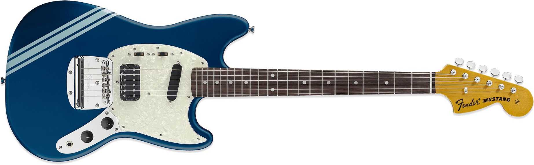 Fender Kurt Cobain Mustang Dark Lake Placid Blue - Fender Mustang Candy Apple Red (1851x640), Png Download