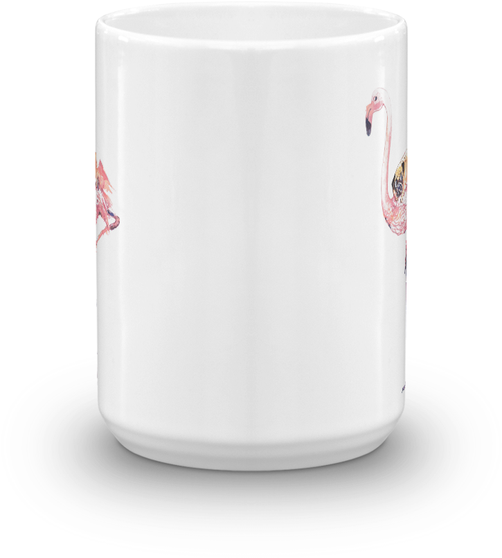 Flamingo And Pug Watercolor Mug - Mug (1000x1000), Png Download