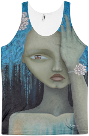 Blue Hair Unisex All Over Print Tank - Blue (480x480), Png Download