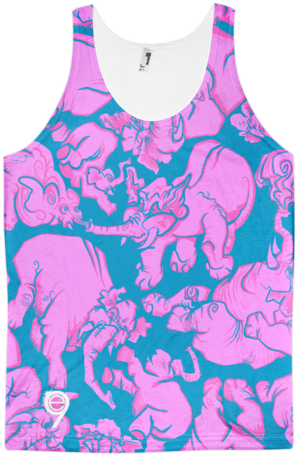 Pink Elephants Unisex All Over Print Tank Top - T-shirt (480x480), Png Download
