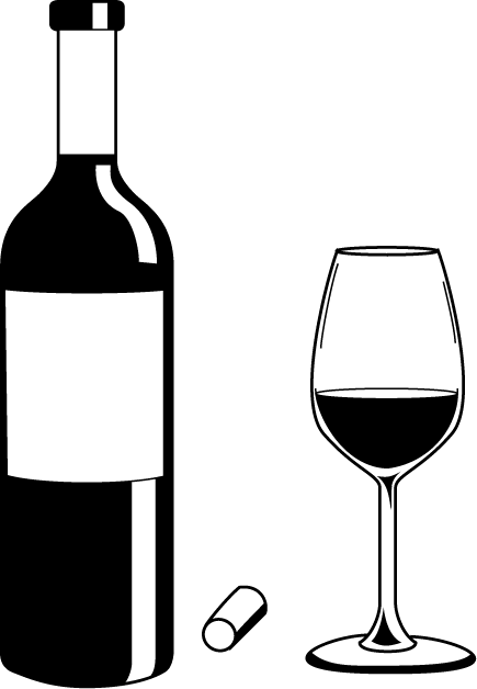 Graphic Free Download Collection Of Black And White - Alcohol Clipart Black And White (435x628), Png Download