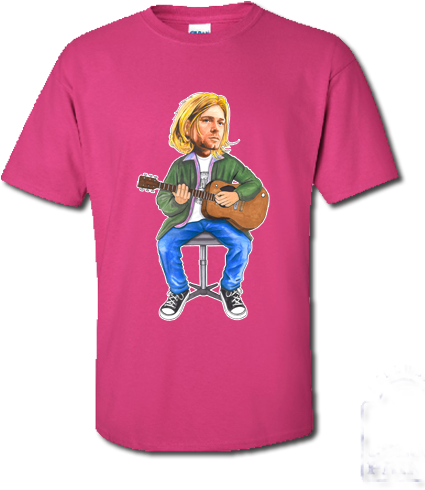 Kurt Cobain T-shirt Drawn By Mark Reynolds - Ac Dc Its A Long Way (450x563), Png Download