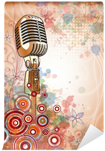 Retro Microphone & Floral Calligraphy Ornament - Karaoke Sing Along-kishore Kumar (400x400), Png Download