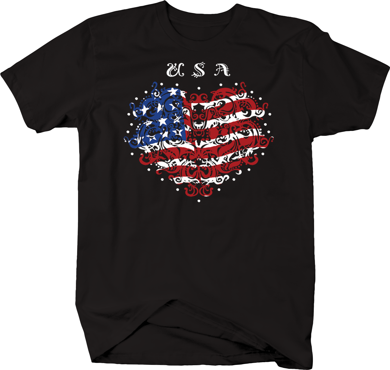 Usa Red White Blue American Flag Heart Stars - Bealestreet56 Usa Razzle Langarmshirt (1295x1229), Png Download