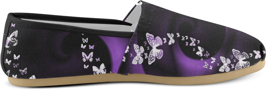 Purple Butterfly Swirl Women's Casual Shoes - Blue Butterfly Swirl Round Ornament (1000x1000), Png Download