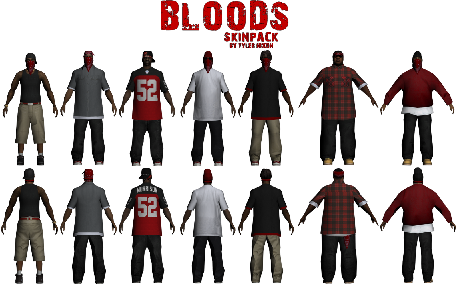 Y6rn5futyfge - Gta San Andreas Bloods Skins (1599x994), Png Download