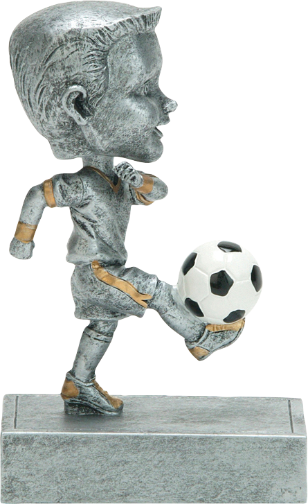 Bobble Head - 5 1/2 - Youth Boy Soccer Bobblehead Trophy (445x727), Png Download