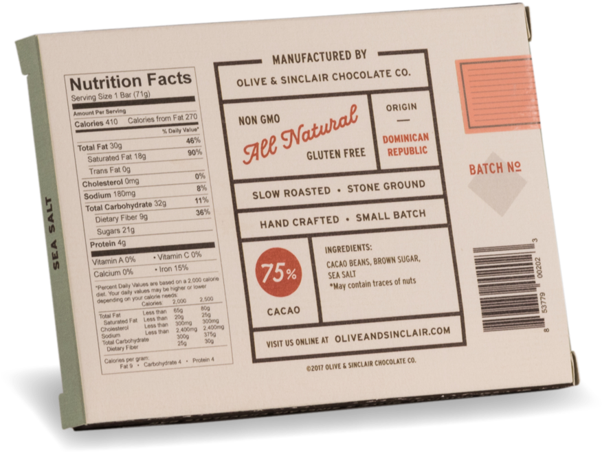 Sea Salt Chocolate Bar Olive & Sinclair Chocolate Co - Rawkin Raw Vegan White Chocolate - 3 Oz Tray (1000x750), Png Download