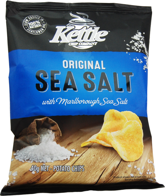 Kettle Chips Original Sea Salt 40g - Kettle Sea Salt Chips 175g (550x652), Png Download