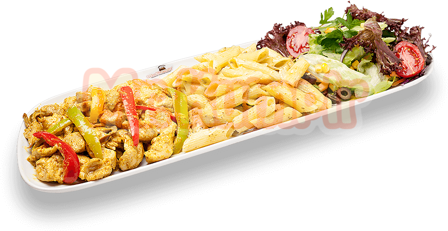 Curry Chicken Mrkumpir® Dish - Tavuk Makarna Salata Menü (1000x1000), Png Download