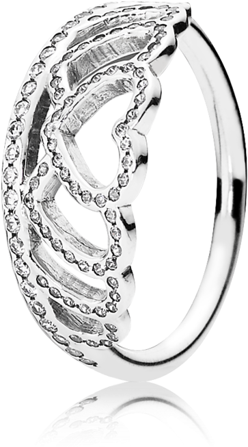 Hearts Tiara, Clear Cz - Heart Tiara Pandora Ring (1000x1000), Png Download