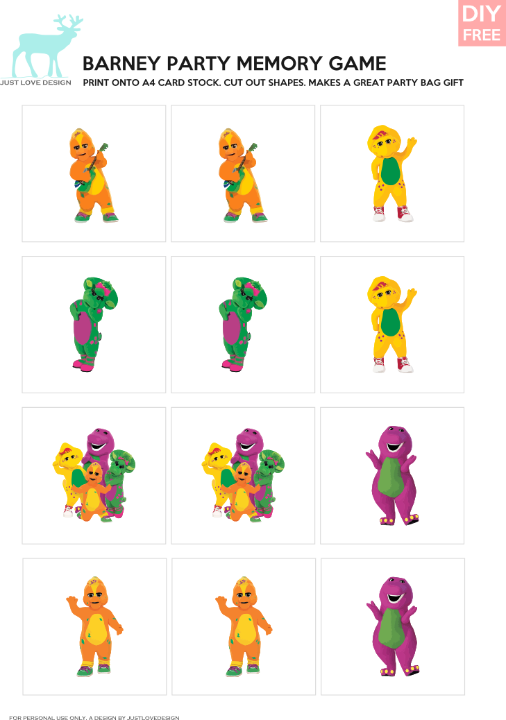 Barney Party Bag Thank You Hanger Tags - Barney Printables (729x1038), Png Download