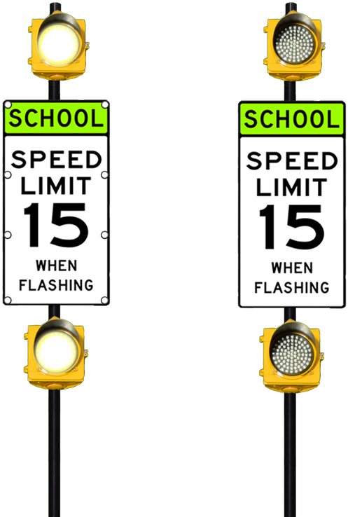 Double Flashing School Zone Sign - Speed Limit Sign (768x768), Png Download