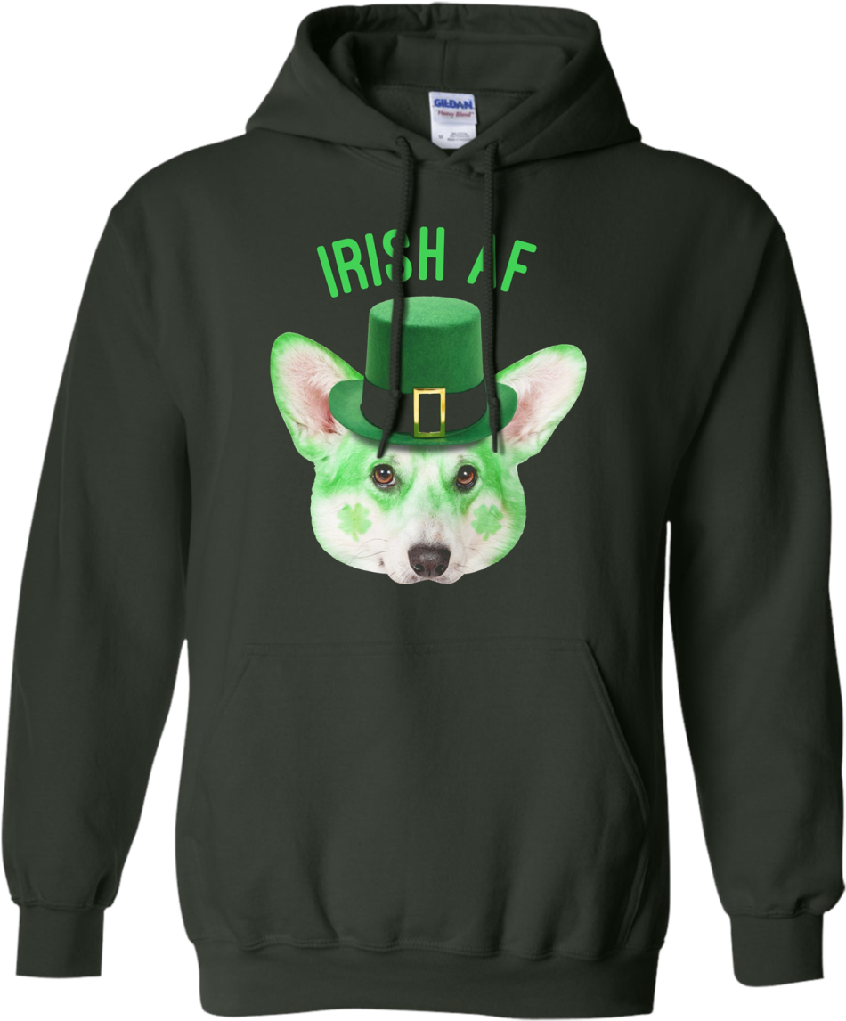 Patrick's Day Irish Af Green Corgi Head Graphic T-shirt - New Anime Super Mariorun Hooded Hoodies Men Luxury (1155x1155), Png Download