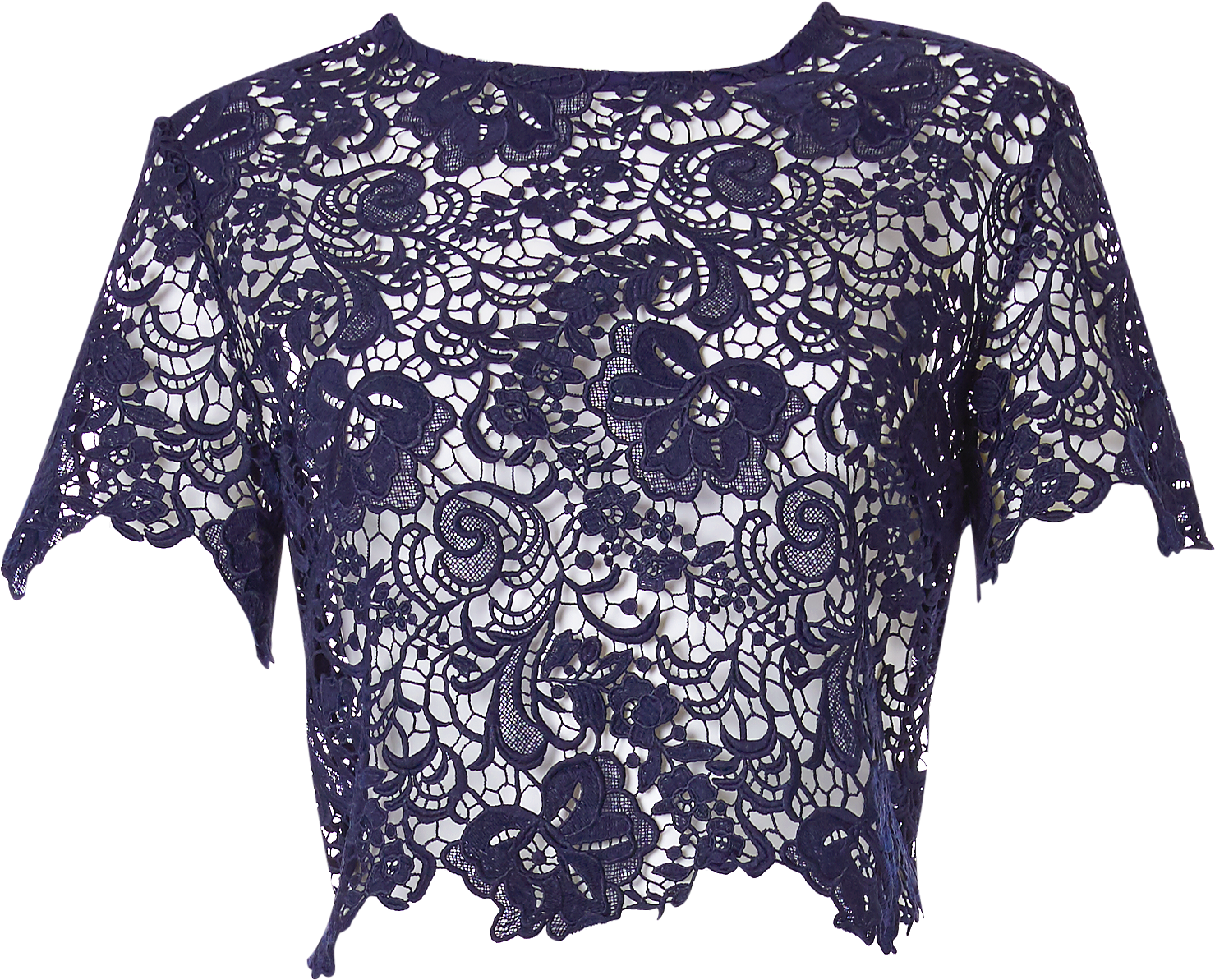 Piq Top Anina Midnightblue Guipurelace - Blouse (1600x1733), Png Download